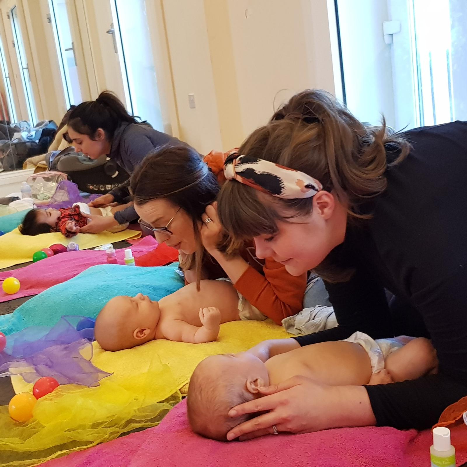 babies and mums enjoying a massage and relaxation class