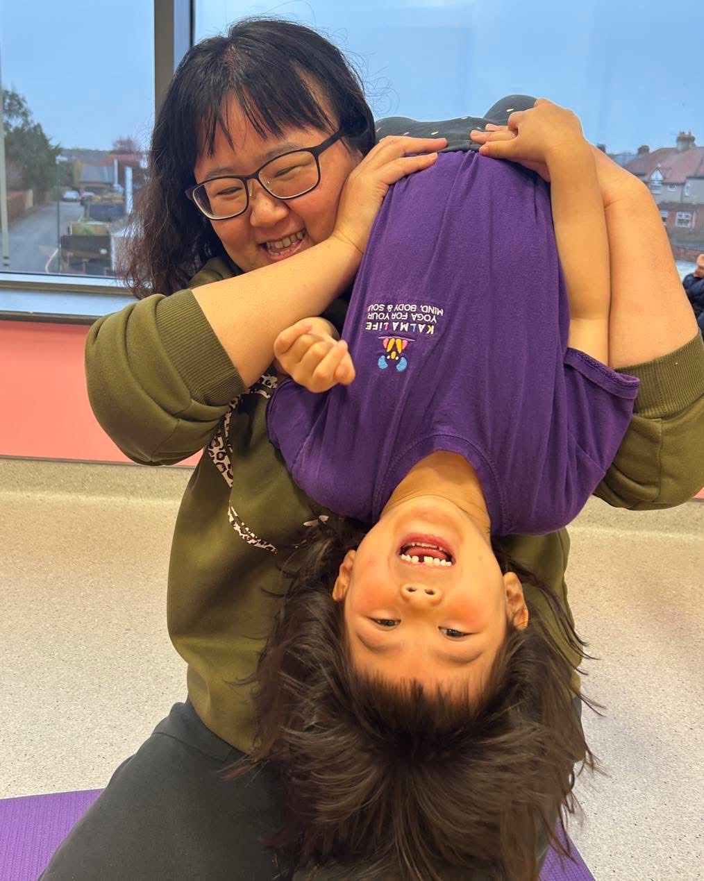 Rebecca in a yoga pose